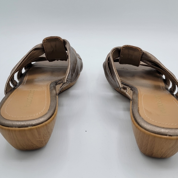 Eurostep Sheridan Metallic Low Wedge Leather Sandals Size 7 - Picture 5 of 14